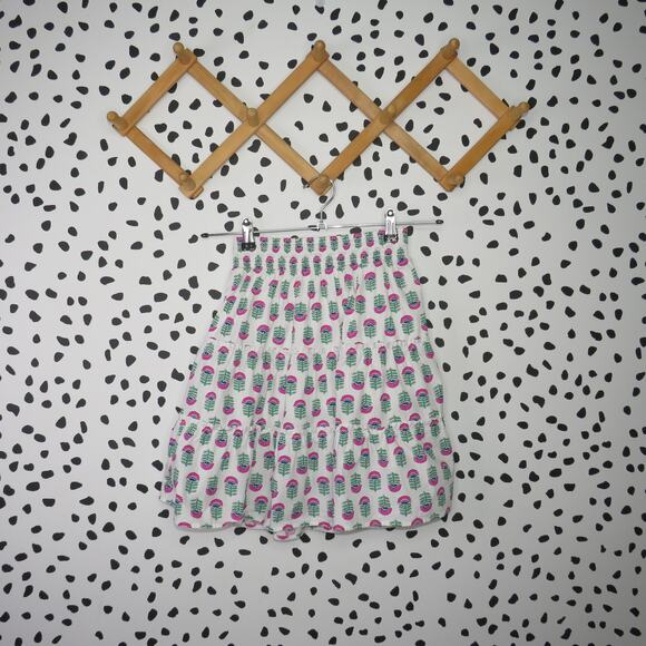 Crewcuts White Floral Print Smocked Waist Tiered Girls Skort - Picture 1 of 7